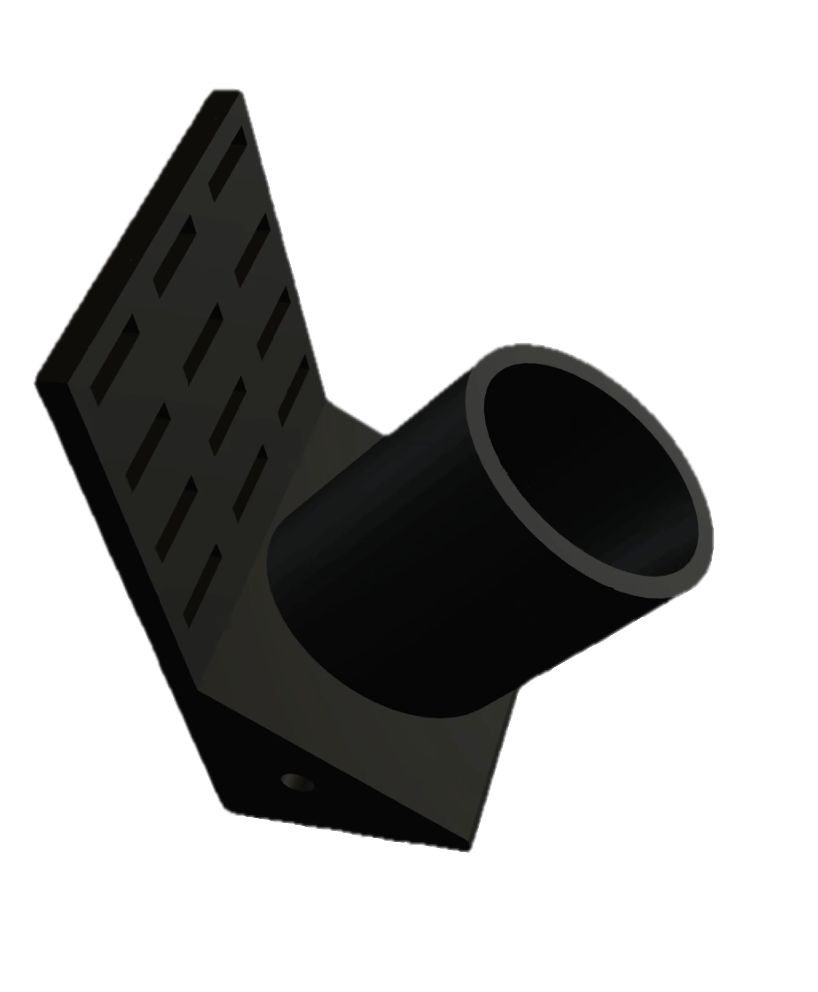 Side angle of the ScanMount bracket showing the slotted mounting plate and angled cradle